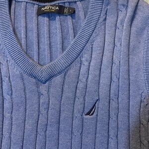 Nautica Men's Light Blue V-Neck Sweater